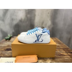 L Charlie Low Top Leather Blue Accent Trainers L Charlie Low Top Leather Blue Accent Trainers