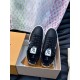 L Charlie Monogram Leather Low-Top Trainers Black White overhead view