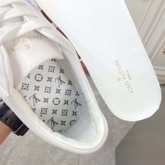 Interior Insole View of L White Leather Low Top Trainers Interior view showcasing the branded insole of L white leather low top trainers