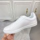 L classic white leather trainers with gold motif accent inner side view L classic white leather trainers with gold motif accent shown from the clean inner side