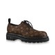 L Monogram Canvas Derby Shoes In Brown Studio View in brown and black Studio profile view of the brown monogram canvas Derby shoe in brown and black