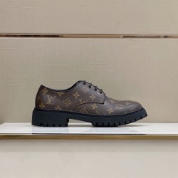 L Monogram Canvas Derby Shoes In Brown L Monogram Canvas Derby Shoes In Brown