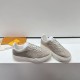 L Groovy Platform Monogram Suede Beige Trainers angled pair display L Groovy Platform Monogram Suede Beige Trainers angled pair display