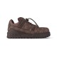 L Maxi Monogram Canvas Low Top Trainers in ebony brown side profile Profile view of L Maxi Monogram Canvas Low Top Trainers in ebony brown showing side panels and chunky sole