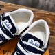 L Ollie Richelieu Navy Blue Low Top Trainers - Interior Detail Close-up of the interior and tongue of the L Ollie Richelieu navy blue trainers