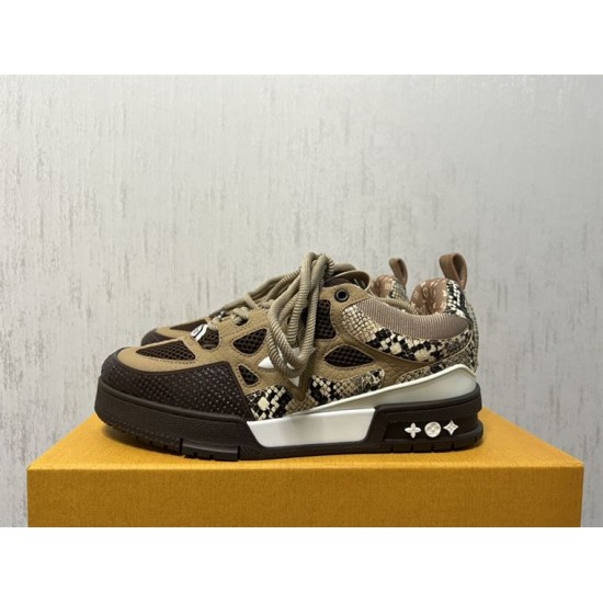 L Skate Sneaker side view in brown snakeskin pattern Side view of the L Skate Sneaker in brown snakeskin pattern