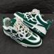 L Skate Sneaker Green White Low Top Trainers Upper Angle Top-down angle showing the laced upper of the L Skate Sneaker Green White Low Top Trainers