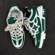 L Skate Sneaker Green White Low Top Trainers Overhead View Overhead layout showing both green and white low top trainers side by side