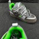 L Skate Grey Green Leather Chunky Trainers Collar Detail Close up on the padded collar and interior lining of L skate grey green leather chunky trainers