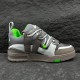 L Skate Grey Green Leather Chunky Trainers Lateral View Lateral side view displaying the stitching and sole of L skate grey green leather chunky trainers