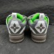 L Skate Grey Green Leather Chunky Trainers Rear Heel View Rear view of L skate grey green leather chunky trainers highlighting heel branding