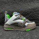 L Skate Grey Green Leather Chunky Trainers Outer Perspective Outer side perspective of L skate grey green leather chunky trainers on dark surface