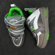 L Skate Grey Green Leather Chunky Trainers Overhead Pair Top down arrangement showcasing two L skate grey green leather chunky trainers