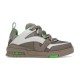 L Skate Grey Green Leather Chunky Trainers Studio Shot Studio side profile of L skate grey green leather chunky trainers on white background
