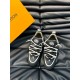 L skate sneaker in black and white leather front profile L skate sneaker in black and white leather front profile