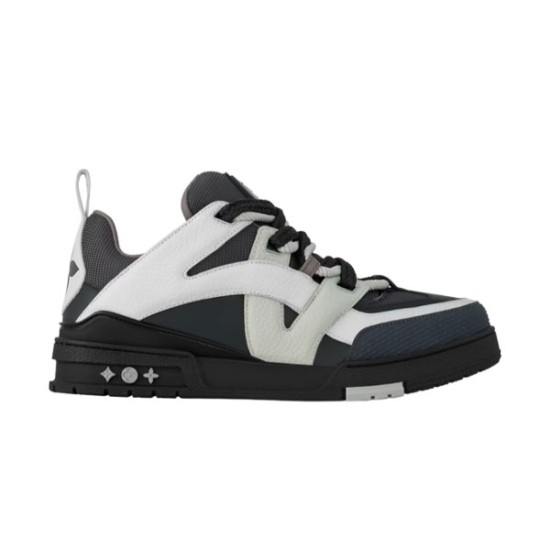 L skate sneaker in black and white leather lateral view L skate sneaker in black and white leather lateral view