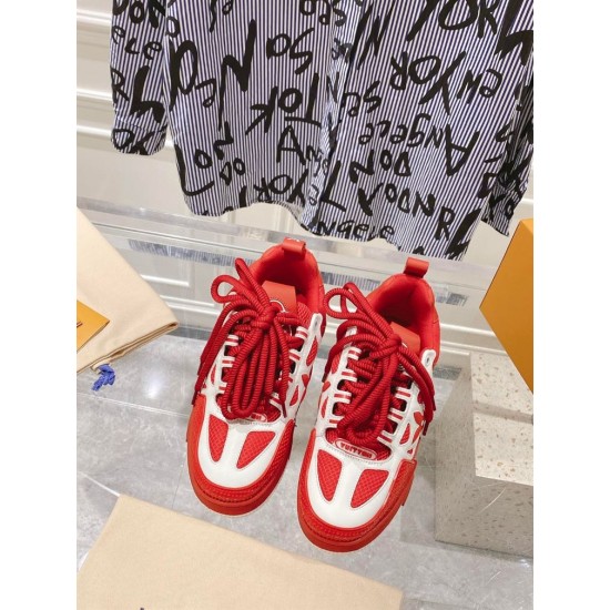 L Skate Chunky Lace Trainers in red and white top down perspective L Skate Chunky Lace Trainers in red and white top down perspective