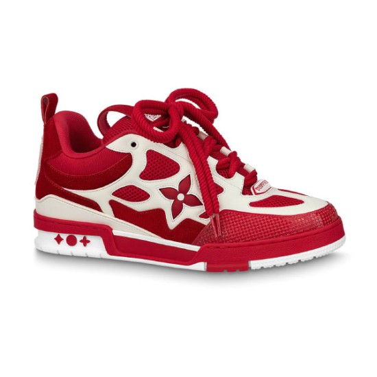 L Skate Chunky Lace Trainers in red and white profile view L Skate Chunky Lace Trainers in red and white profile view