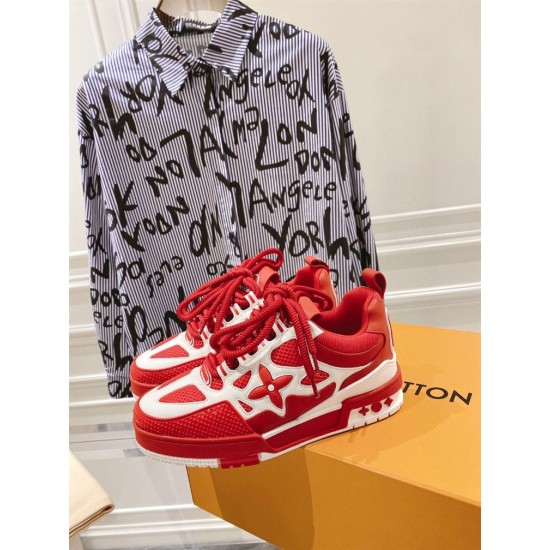 L Skate Chunky Lace Trainers in red and white paired arrangement L Skate Chunky Lace Trainers in red and white paired arrangement