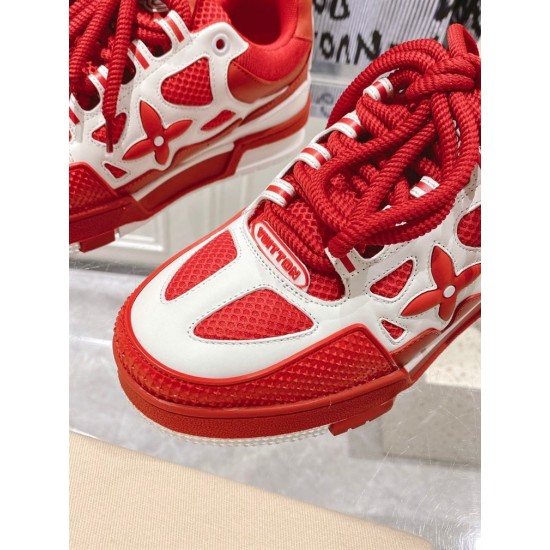 L Skate Chunky Lace Trainers in red and white toe box detail L Skate Chunky Lace Trainers in red and white toe box detail