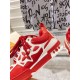 L Skate Chunky Lace Trainers in red and white side quarter view L Skate Chunky Lace Trainers in red and white side quarter view