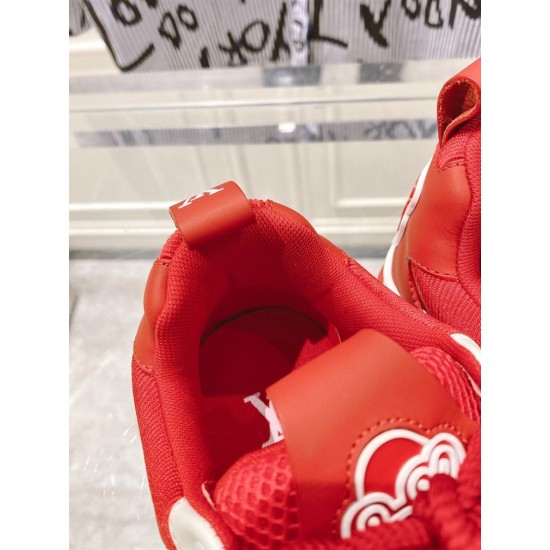 L Skate Chunky Lace Trainers in red and white inner collar detail L Skate Chunky Lace Trainers in red and white inner collar detail