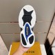 Outsole View of L Trainer High Top Black White Blue Trainers Underneath view of the white and black rubber outsole with blue accents