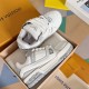 L Trainer Maxi Low Top Sneakers Grey White Packaging View L Trainer Maxi low top sneakers in grey and white leather nested in packaging