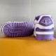 L Trainer Maxi Low Top Trainers White Violet Sole and Heel L trainer maxi low top trainers in white and violet sole and heel view