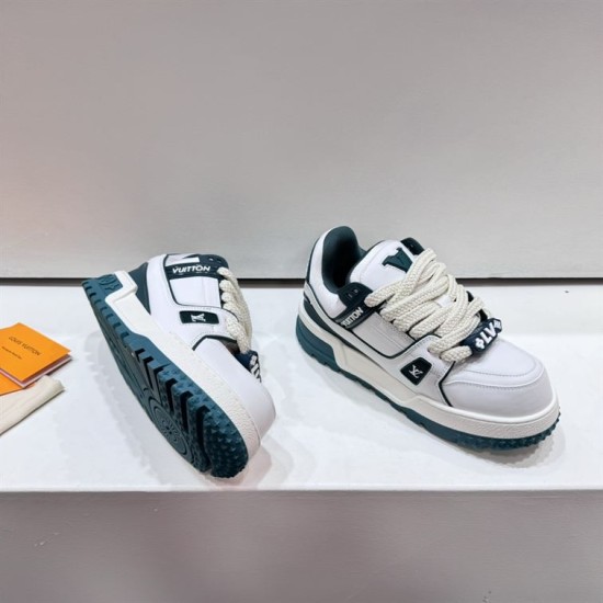 Side and sole view of white and green L Trainer Maxi Low Top Trainers