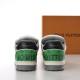 L Trainer Low Top Green Black Grey Leather Monogram Mesh Sneakers Heel View Back view showing both heels of L Trainer Low Top Green Black Grey Leather Monogram Mesh Sneakers