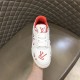 L Trainer Sneaker White Red Graphic Printed Leather Low Top Footwear front toe box close-up detail