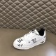 L Monogram Print Leather Low Top Trainers White Black Front Three-Quarter View L Monogram Print Leather Low Top Trainers White Black front three-quarter view
