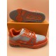 Outsole View of L Orange And Grey Low Top Trainer Sneakers Sole and outsole pattern of L orange and grey low top trainer sneakers