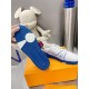 Underside tread pattern of L Trainer Low Top Leather White And Blue Sneakers