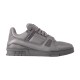 Side profile of the L Trainer Monochrome Low Top Leather Trainers in grey leather