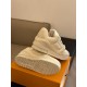 L Trainer Low Top Beige Leather Sneakers - Sole and Tread L Trainer Low Top Beige Leather Sneakers bottom sole tread pattern view