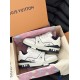 L Trainer Sneaker Low Top Leather White Navy Box Display L Trainer Sneaker Low Top Leather White Navy pairs inside orange presentation box