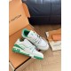 L Trainer Sneakers in Open Packaging in white and green Pair of L white and green trainers presented in opened shoe box