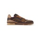 L Trainer Marron Brown Leather Low Top Sneakers profile view