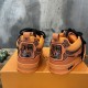 L Orange Mesh Rhinestone Low Top Trainers - Heel View Rear view of L orange mesh rhinestone low top trainers highlighting heel tabs and branding