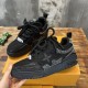 L Black Embellished Chunky Low Top Trainers angled pair perspective