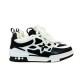 L Skater Style Chunky Black And White Trainers Profile View Profile view of L skater style chunky black and white trainers showing floral side overlays