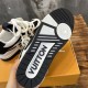 L Skater Style Chunky Black And White Trainers Sole View Underside sole view of L skater style chunky black and white trainers with tread details