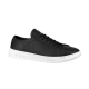 L Resort Black Low Top Trainer Studio View in black and white Studio profile shot of L Resort black grained leather low-top trainer on white background