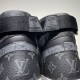 L Rivoli Monogram Canvas High Top Trainers Black Grey Rear View L Rivoli Monogram Canvas High Top Trainers Black Grey heel and ankle strap rear view