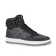 L Rivoli Monogram Canvas High Top Trainers Black Grey Side Profile L Rivoli Monogram Canvas High Top Trainers Black Grey side profile view