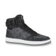L Rivoli Monogram Canvas High Top Trainers Black Grey Studio View L Rivoli Monogram Canvas High Top Trainers Black Grey clean studio profile view