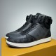 L Rivoli Monogram Canvas High Top Trainers Black Grey Dual Angle L Rivoli Monogram Canvas High Top Trainers Black Grey dual side angle view