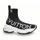 L Run Knit Sock Sneaker Boot Studio Profile in black and white Full lateral side view of the L Run Knit Sock Sneaker Boot in black on a white background.